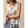 image:imageGORGLITTER Womens Floral Embroidered Tops Y2K Sleeveless Scoop Neck Button Down Tank Top Summer Graphic Going Out TopWhite