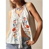 image:imageGORGLITTER Womens Floral Embroidered Tops Y2K Sleeveless Scoop Neck Button Down Tank Top Summer Graphic Going Out TopWhite