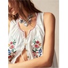 image:imageGORGLITTER Womens Floral Embroidered Tops Y2K Sleeveless Scoop Neck Button Down Tank Top Summer Graphic Going Out TopWhite