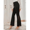 image:imageGORGLITTER Womens Floral Lace Pants High Waisted Flare Leg Mesh Coquette Legging Pants