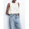 image:imageGORGLITTER Womens Fringed Boho Western Tops Sleeveless Crew Neck Y2k Country Concert Going Out Tank TopWhite