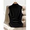 image:imageGORGLITTER Womens Going Out Tops Casual Classy Ruched Metal Tank Top Sleeveless Asymmetrical Neck Dinner TopsBlack