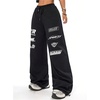 image:imageGORGLITTER Womens Graphic Y2K Baggy Stacked Sweatpants Letter Wide Leg Sweat Pants Drawstring Straight PantBlack