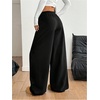 image:imageGORGLITTER Womens Graphic Y2K Baggy Stacked Sweatpants Letter Wide Leg Sweat Pants Drawstring Straight PantBlack Letter