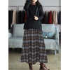 image:imageGORGLITTER Womens Grunge Plaid Maxi Skirt Casual Dressy Flowy Gingham High Waist Patchwork Western A Line Midi SkirtsBlue and Brown