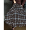 image:imageGORGLITTER Womens Grunge Plaid Maxi Skirt Casual Dressy Flowy Gingham High Waist Patchwork Western A Line Midi SkirtsBlue and Brown