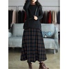image:imageGORGLITTER Womens Grunge Plaid Maxi Skirt Casual Dressy Flowy Gingham High Waist Patchwork Western A Line Midi SkirtsDark Blue