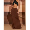 image:imageGORGLITTER Womens High Waisted Bodycon Maxi Skirt Flowy Pencil Long Fishtail Floor Length Skirts Going Out OutfitsBrown