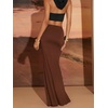 image:imageGORGLITTER Womens High Waisted Bodycon Maxi Skirt Flowy Pencil Long Fishtail Floor Length Skirts Going Out OutfitsBrown
