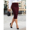image:imageGORGLITTER Womens High Waisted Bodycon Skirt Tummy Control Pencil Midi Skirt with Back SlitBurgundy