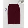 image:imageGORGLITTER Womens High Waisted Bodycon Skirt Tummy Control Pencil Midi Skirt with Back SlitBurgundy