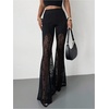 image:imageGORGLITTER Womens Lace Going Out Pants Flare Mesh High Waisted Sexy Sheer Bell Bottom Trousers Leggings Rave OutfitsBlack Sheer