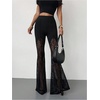 image:imageGORGLITTER Womens Lace Going Out Pants Flare Mesh High Waisted Sexy Sheer Bell Bottom Trousers Leggings Rave OutfitsBlack Sheer