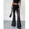 image:imageGORGLITTER Womens Lace Going Out Pants Flare Mesh High Waisted Sexy Sheer Bell Bottom Trousers Leggings Rave OutfitsBlack Sheer