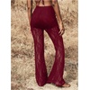 image:imageGORGLITTER Womens Lace Going Out Pants Flare Mesh High Waisted Sexy Sheer Bell Bottom Trousers Leggings Rave OutfitsBurgundy1