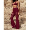 image:imageGORGLITTER Womens Lace Going Out Pants Flare Mesh High Waisted Sexy Sheer Bell Bottom Trousers Leggings Rave OutfitsBurgundy1