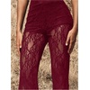image:imageGORGLITTER Womens Lace Going Out Pants Flare Mesh High Waisted Sexy Sheer Bell Bottom Trousers Leggings Rave OutfitsBurgundy1