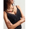 image:imageGORGLITTER Womens Lace Tank Top V Neck Cropped Spaghetti Strap Layered Sheer Sleeveless Camisole Going Out TopsBlack