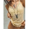 image:imageGORGLITTER Womens Lace Tank Top V Neck Cropped Spaghetti Strap Layered Sheer Sleeveless Camisole Going Out TopsYellow