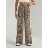 image:imageGORGLITTER Womens Leopard Cheetah Baggy Pants Bow High Waisted Wide Leg TrousersBrown