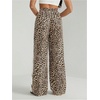 image:imageGORGLITTER Womens Leopard Cheetah Baggy Pants Bow High Waisted Wide Leg TrousersBrown
