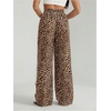 image:imageGORGLITTER Womens Leopard Cheetah Baggy Pants Bow High Waisted Wide Leg TrousersCoffee Brown