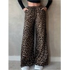 image:imageGORGLITTER Womens Leopard Cheetah Print Pants Baggy Wide Leg Flare Pants with PocketsBrown