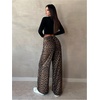 image:imageGORGLITTER Womens Leopard Cheetah Print Pants Baggy Wide Leg Flare Pants with PocketsBrown
