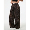 image:imageGORGLITTER Womens Leopard Cheetah Sweatpants Wide Leg High Waisted Baggy Track Pants Y2K Trousers StreetwearCoffee Brown