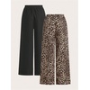 image:imageGORGLITTER Womens Leopard Wide Leg Pants Animal Print Baggy Animal Print Sweatpants Trousers Casual Outfits 2 PieceBrown and Black