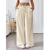 image:imageGORGLITTER Womens Linen Summer Wide Leg Travel Pants 2025 Drawstring Waist Trousers with Pockets