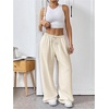 image:imageGORGLITTER Womens Linen Summer Wide Leg Travel Pants 2025 Drawstring Waist Trousers with Pockets