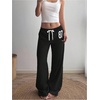 image:imageGORGLITTER Womens Low Rise Baggy Pants Wide Leg Sweatpants Lightweight Y2k Joggers Trousers Streerwear 2000s PantsBlack Graphic