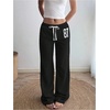 image:imageGORGLITTER Womens Low Rise Baggy Pants Wide Leg Sweatpants Lightweight Y2k Joggers Trousers Streerwear 2000s PantsBlack Graphic