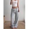 image:imageGORGLITTER Womens Low Rise Baggy Pants Wide Leg Sweatpants Lightweight Y2k Joggers Trousers Streerwear 2000s PantsGrey