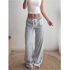 image:imageGORGLITTER Womens Low Rise Baggy Pants Wide Leg Sweatpants Lightweight Y2k Joggers Trousers Streerwear 2000s PantsGrey