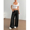 image:imageGORGLITTER Womens Low Rise Dress Pants Business Casual Wide Leg Trousers Work Dressy Low Waisted Straight Slacks PantsBlack