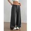 image:imageGORGLITTER Womens Low Rise Dress Pants Business Casual Wide Leg Trousers Work Dressy Low Waisted Straight Slacks PantsGrey