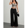 image:imageGORGLITTER Womens Low Rise Dress Pants Flared Wide Leg Work Trousers Business Causal OutfitsBlack