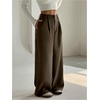 image:imageGORGLITTER Womens Low Rise Dress Pants Slacks Casual Dressy Pleated Wide Leg Baggy Business Work Trousers PantsMocha Brown
