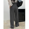 image:imageGORGLITTER Womens Low Rise Trouser Dress Pants Dressy Striped Pleated Wide Leg Office Business Casual Slacks Pants