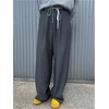 image:imageGORGLITTER Womens Low Rise Trousers Dress Pants Dressy Striped Wide Leg Color Block Pleated Baggy Dress Pants Casual SlacksGrey