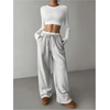 image:imageGORGLITTER Womens Low Rise Wide Leg Sweatpants Y2K Drawstring Double Waisted Baggy Sweat Pants