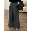 image:imageGORGLITTER Womens Low Rise Wide Leg Trousers Dress Pants Dressy Low Waisted Business Casual Work Loose Slacks PantsGrey