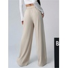 image:imageGORGLITTER Womens Office Work Wide Leg Fly Pleated Dress Pants Zipper High Waisted Loose TrousersApricot