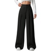 image:imageGORGLITTER Womens Office Work Wide Leg Fly Pleated Dress Pants Zipper High Waisted Loose TrousersBlack
