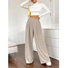 image:imageGORGLITTER Womens Office Work Wide Leg Fly Pleated Dress Pants Zipper High Waisted Loose TrousersKhaki