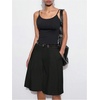 image:imageGORGLITTER Womens Pleated Baggy Dress Shorts Wide Leg Oversized Busniness Casual Office Work Shorts with PocketsBlack