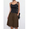 image:imageGORGLITTER Womens Pleated Baggy Dress Shorts Wide Leg Oversized Busniness Casual Office Work Shorts with PocketsBrown