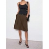 image:imageGORGLITTER Womens Pleated Baggy Dress Shorts Wide Leg Oversized Busniness Casual Office Work Shorts with PocketsBrown